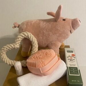 Dog Cat Brush Pet wash grooming kit Pink